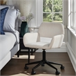 Pemberly Row Beige Home Office Adjustable Metal Swivel Task Chair with Wheels