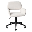 Pemberly Row Beige Home Office Adjustable Metal Swivel Task Chair with Wheels