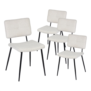 Pemberly Row Dining Chairs Set of 4 Upholstered Fabric Seat w/ Metal Legs Beige