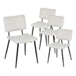 Pemberly Row Dining Chairs Set of 4 Upholstered Fabric Seat w/ Metal Legs Beige