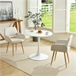 Pemberly Row Dining Chairs Set of 2 Upholstered Seat with Arms Metal Legs Beige