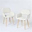 Pemberly Row Dining Chairs Set of 2 Upholstered Seat with Arms Metal Legs Beige