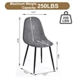 Pemberly Row Dining Chairs Set of 4 Upholstered Seat with Black Metal Legs Grey