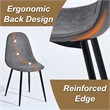 Pemberly Row Dining Chairs Set of 4 Upholstered Seat with Black Metal Legs Grey