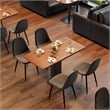 Pemberly Row Dining Chairs Set of 4 Upholstered Seat with Black Metal Legs Grey