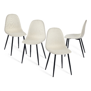 Pemberly Row Dining Chairs Set of 4 Upholstered Seat with Black Metal Legs Khaki