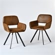 Pemberly Row Swivel Dining Chairs Set of 2 w/ Upholstered Seat & Metal Leg Brown