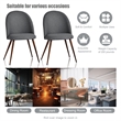 Pemberly Row Dining Chairs Set of 2 Gray Fabric with Walnut Metal Legs