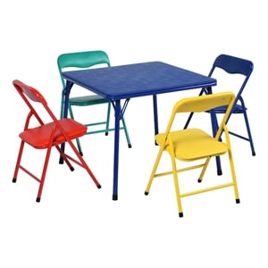 Pemberly Row Kids Table Chair Set Multicolor 4 Piece Set for Play and Dining