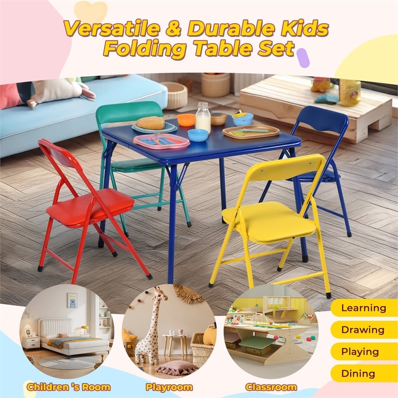 Pemberly Row Multicolor Kids Table Chair Set Bright and Cheerful Design