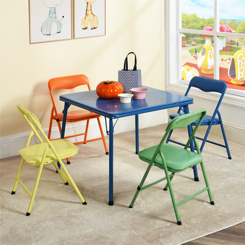 Pemberly Row Multicolor Kids Table Chair Set Bright and Cheerful Design
