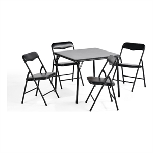 Pemberly Row Kids Table Chair Set Black 4 Piece Set for Play and Dining