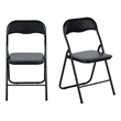 Pemberly Row Folding Chairs Set of 2 Black PVC Upholstered Durable Steel Frame