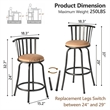 Pemberly Row Adjustable Height Metal Bar Stools Set of 3 Brown