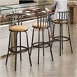 Pemberly Row Metal Bar Stools for Home with Adjustable Leg Set of 3 Brown