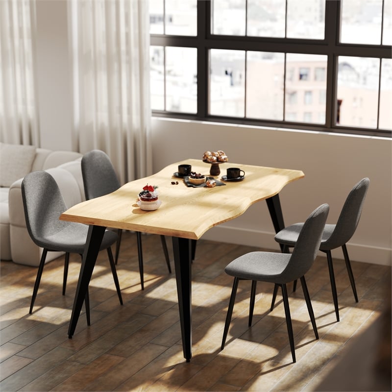 Pemberly Row Dining Table MDF Wave Edge Writing Home Office Desk Oak
