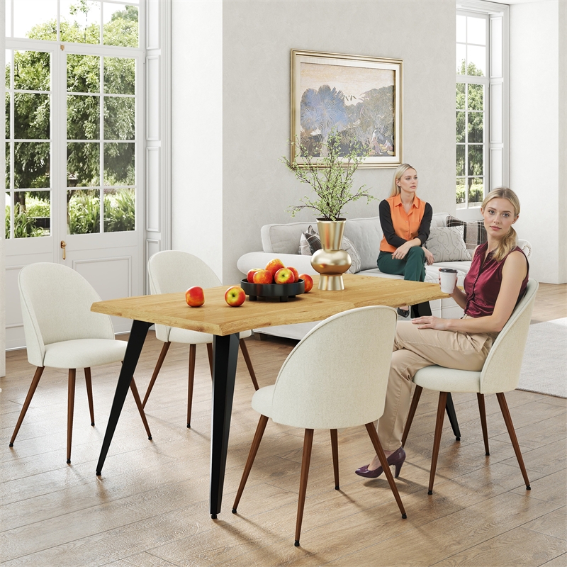 Pemberly Row Dining Table MDF Wave Edge Writing Home Office Desk Oak