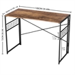 Pemberly Row Home Office Desk with Storage Hooks and Metal Frame Brown