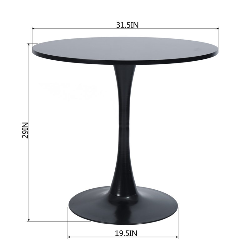 Pemberly Row Contemporary Black Dining Table with Round MDF Top