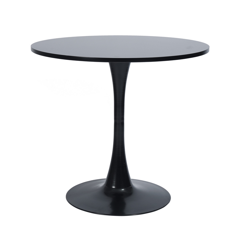Pemberly Row Contemporary Black Dining Table with Round MDF Top