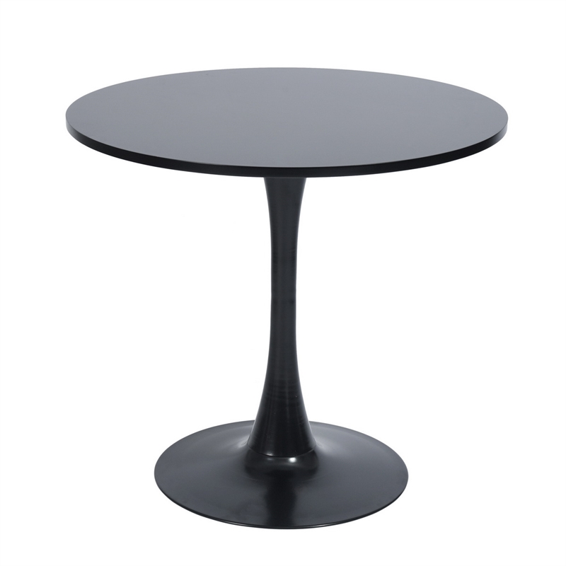 Pemberly Row Contemporary Black Dining Table with Round MDF Top