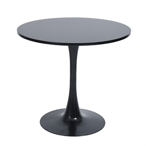 Pemberly Row Contemporary Black Dining Table with Round MDF Top