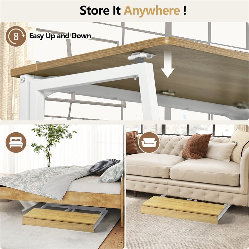 Pemberly Row Contemporary Foldable Oak Home Office Desk with MDF Top