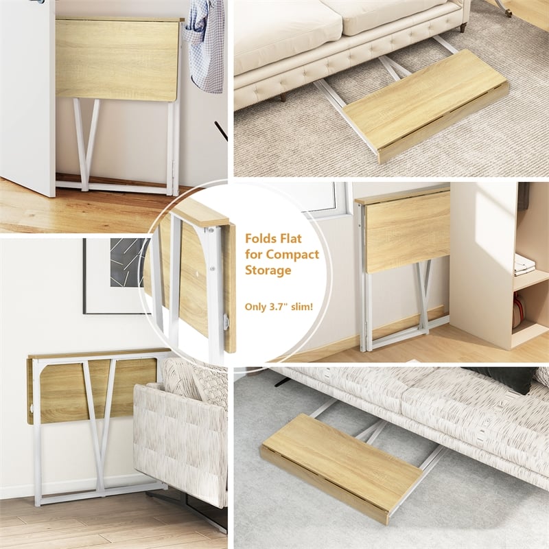 Pemberly Row Contemporary Foldable Oak Home Office Desk with MDF Top