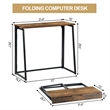 Pemberly Row Contemporary Foldable Walnut Home Office Desk with MDF Top