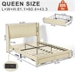 Pemberly Row Queen Size Bed Frame with Storage Drawers in Beige