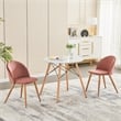 Pemberly Row Set of 2 Rose Velvet Dining Chairs with Oak Finish Metal Legs