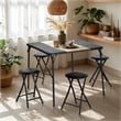 Pemberly Row Black Folding Chairs Set of 1 PVC Seat Metal Frame