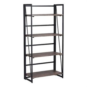 Pemberly Row 5 Tier Industrial Storage Shelf with Metal Frame Rustic Brown