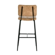 Pemberly Row Cognac Faux Leather Bar Height Stools Set of 2 w/ Black Metal Legs