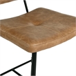 Pemberly Row Cognac Faux Leather Bar Height Stools Set of 2 w/ Black Metal Legs