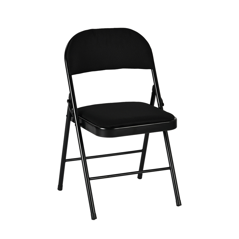 Pemberly Row Folding Chairs Set of 4 Padded Seat Black Metal