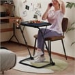 Pemberly Row Adjustable Folding TV Dining Tray Table with Cup Holder Black