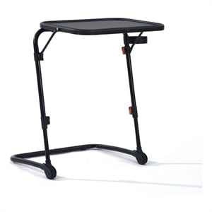 Pemberly Row Adjustable Folding TV Dining Tray Table with Cup Holder Black