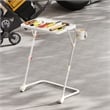 Pemberly Row Adjustable Folding TV Dining Tray Table with Cup Holder White