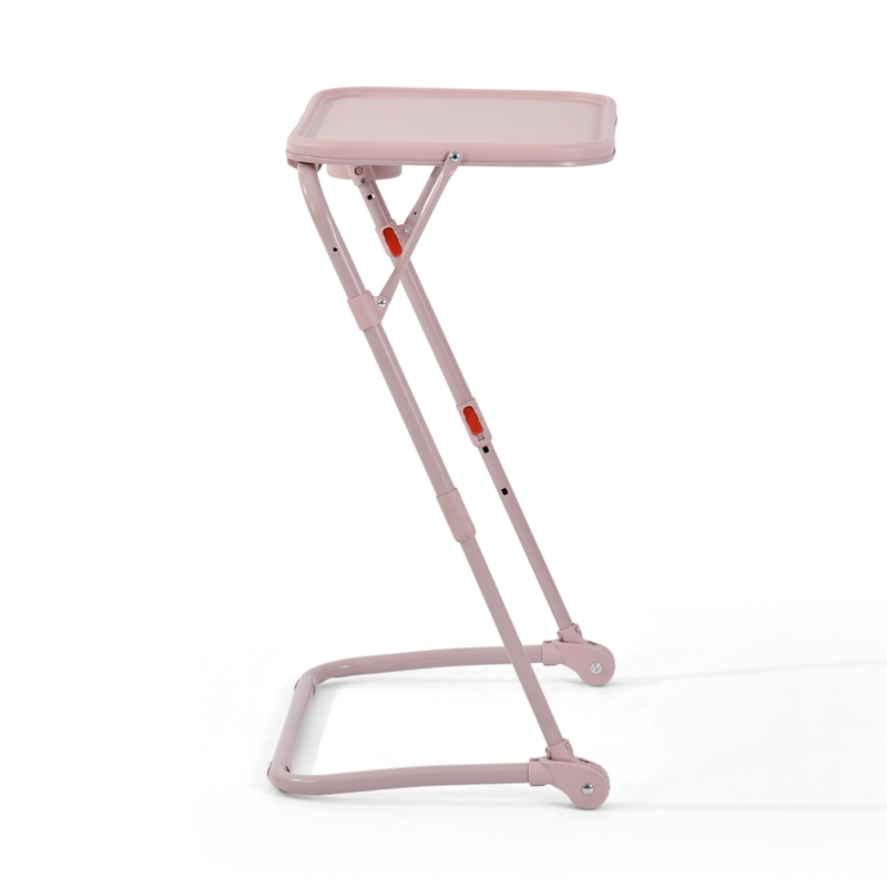 Pemberly Row Adjustable Folding TV Dining Tray Table with Cup Holder Pink