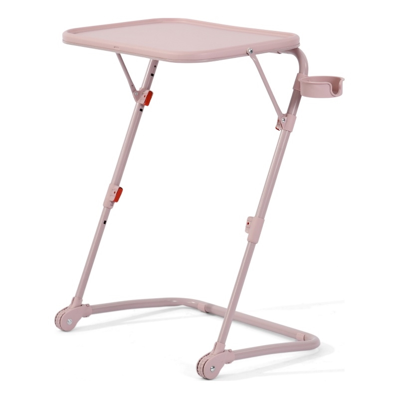Pemberly Row Adjustable Folding TV Dining Tray Table with Cup Holder Pink