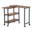 Pemberly Row Adjustable and Foldable Rustic Kitchen Cart with Storage Walnut