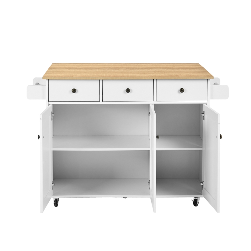 Pemberly Row Adjustable Foldable Kitchen Cart w/ Expandable Countertop White Oak