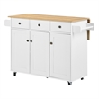 Pemberly Row Adjustable Foldable Kitchen Cart w/ Expandable Countertop White Oak