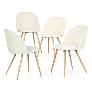 Pemberly Row Beige Dining Chair Set of 4 Comfortable Upholstered Chairs