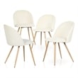 Pemberly Row Beige Dining Chair Set of 4 Comfortable Upholstered Chairs