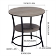 Pemberly Row Round Coffee Table 2 Tier Wood Look Top Black Metal Base
