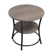 Pemberly Row Round Coffee Table 2 Tier Wood Look Top Black Metal Base