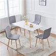 Pemberly Row Grey Fabric Dining Chairs Set of 4 Oak Print Metal Legs