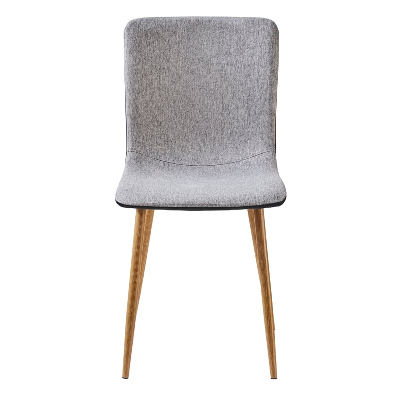 Pemberly Row Grey Fabric Dining Chairs Set of 4 Oak Print Metal Legs